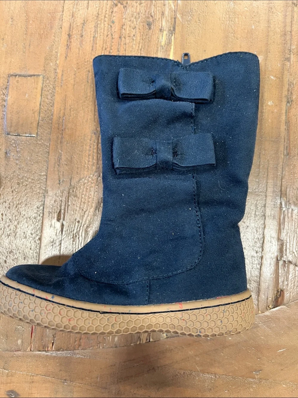 Livie & Luca Neve blue suede bow boots little girl 6 calf height
